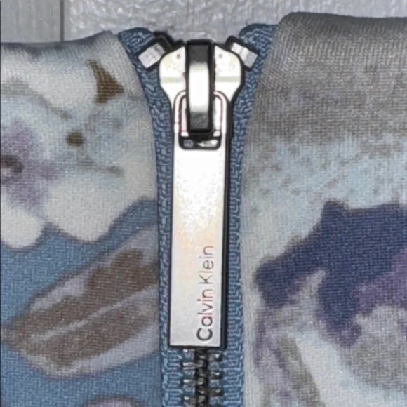 Calvin Klein Floral Sheath Dress Blue Floral Print Scuba Crepe Women’s 22 - Picture 7 of 11